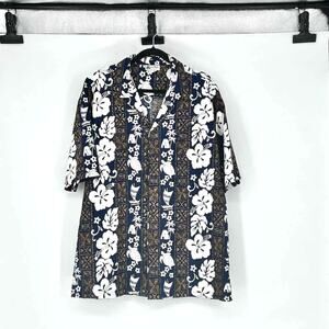 Vintage Aloha Republic Blue & White Hawaiian Print Button Up Shirt - Size XL